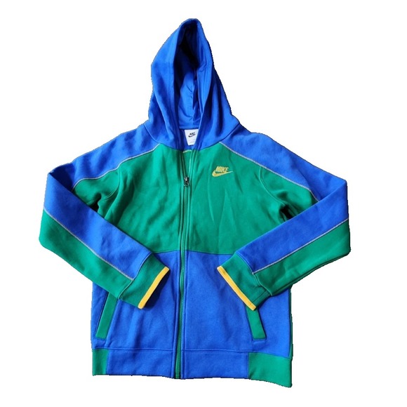 Nike Other - Nike Kids Full Zip Hoodie Green Blue Colorblock Sweatshirt Size L Large
